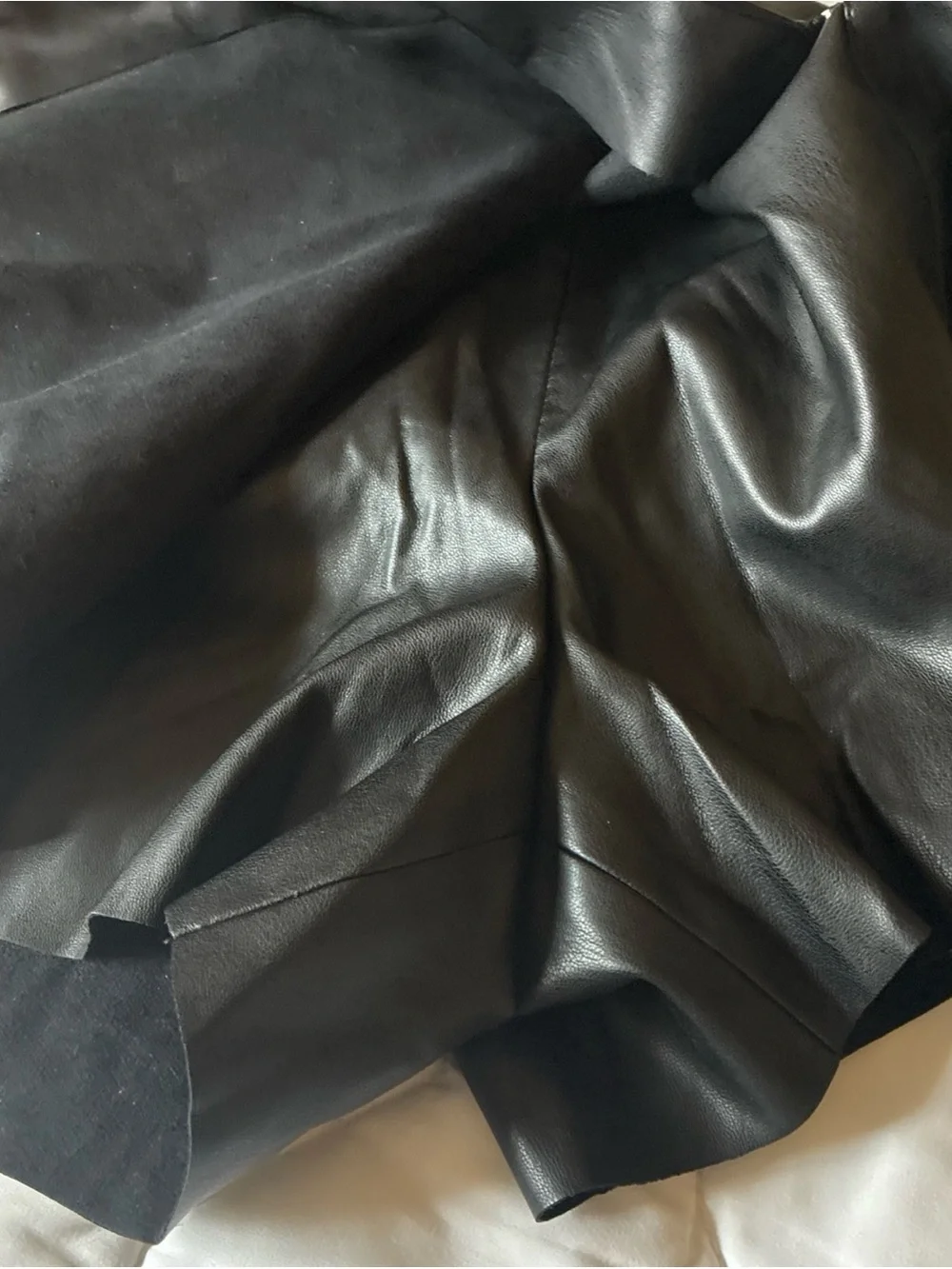 Zara Black Vegan Faux Leather Wrap Front Skort S